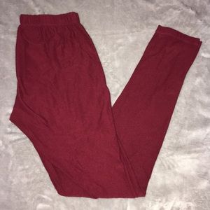 Maroon Polyester Leggings